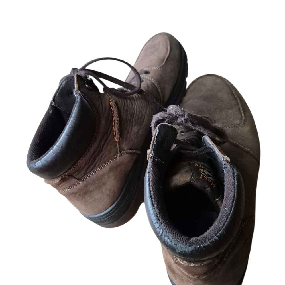 9 Flexi Mens Brown Leather‎ Boots Rugged Sole Lace-Up
